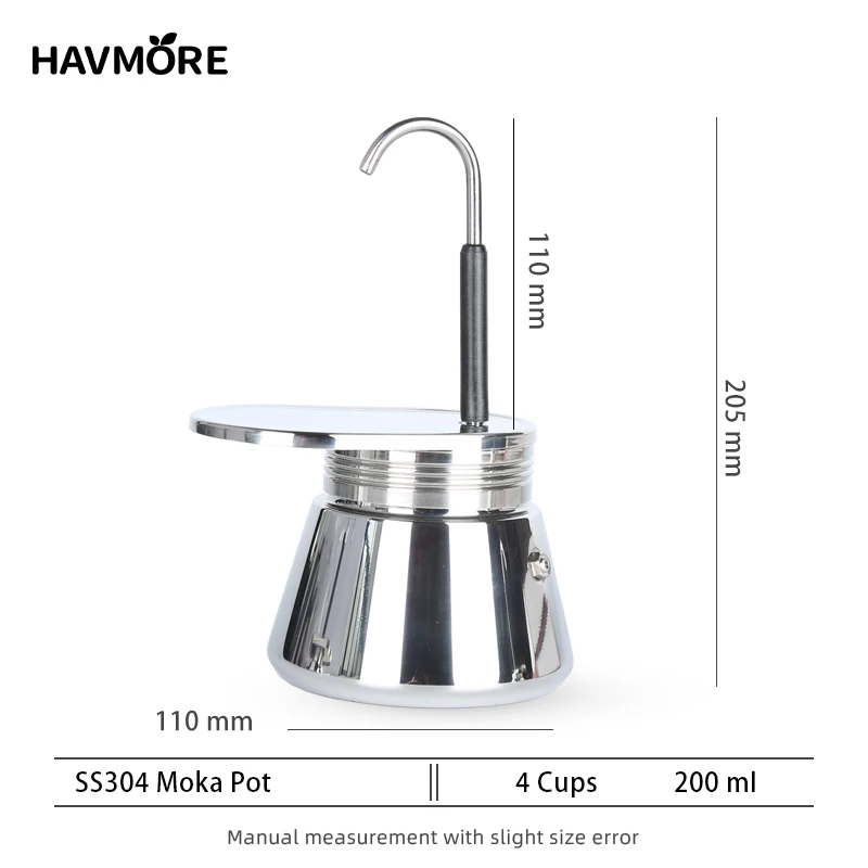 

HAVMORE Двухтрубная кофеварка для эспрессо из нержавеющей стали 4 чашки