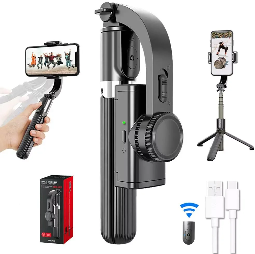 

Gimbal Stabilizer, 360° Rotation Selfie Stick Tripod with Bluetooth Wireless Remote, Portable Phone Holder, Auto Balance