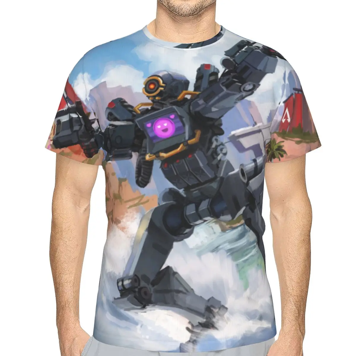 

Painting Design Polyester TShirts Apex Legends Crypto Shooting Game Men Style Tops Thin T Shirt Round Neck
