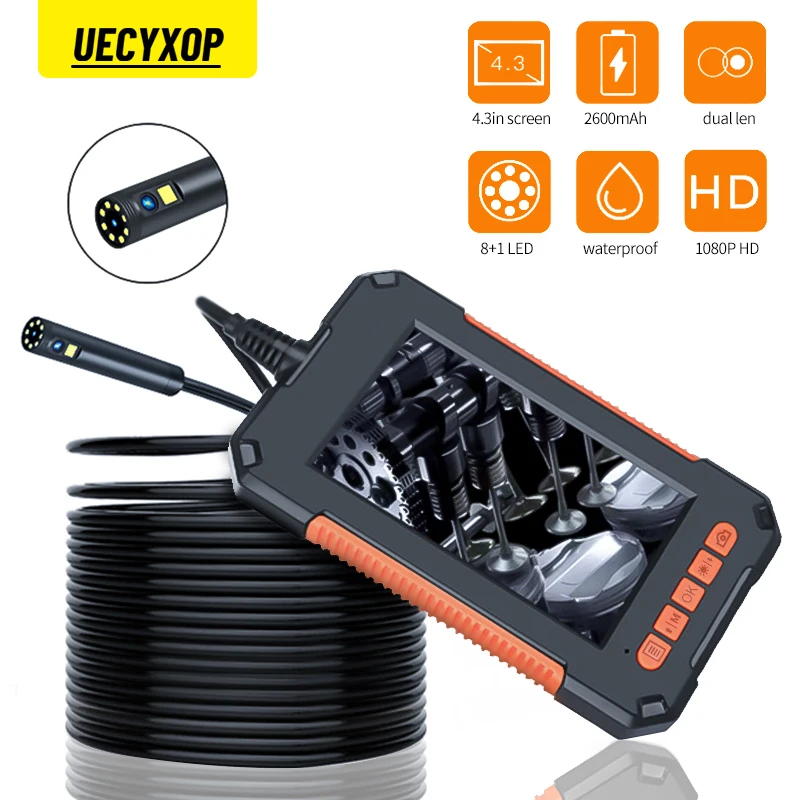 P40 3.9/8mm Industrial Endoscope 1080P 4.3 IPS LCD Digital Inspection Camera With 8 LED For Car Sewer Checking  mini camera