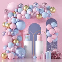 confetti gold blue pink pastel balloon garland arch kit boy or girl gender reveal party supplies globos baby shower decorations