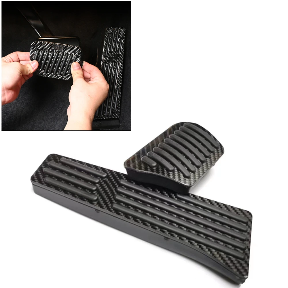 

For BMW X5 F15 G05 3 Series 2016-2019 2pc Footboard Foot Treadle Plate Footrest ABS Carbon Fiber Look Non Drill Fuel Brake Pedal