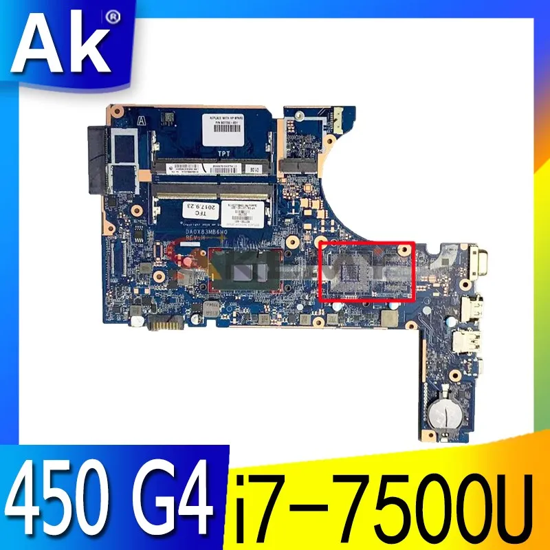 

For HP 450 G4 470 G4 Laptop Motherboard 907712-601 DA0X83MB6H0 With SR2ZV i7-7500U CPU DDR4