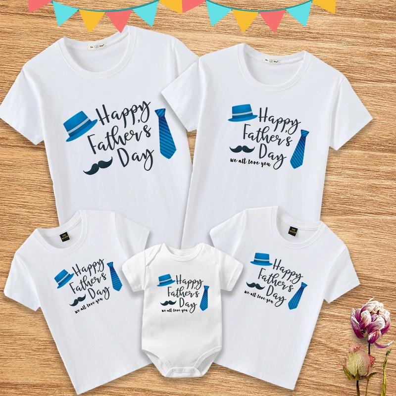 Happy Fathers Day Tshirt Father Son Daughter Matching Clothes Daddy And Me Shirt Papa Kids Top Baby Boy Girl Bodysuit Men Tee