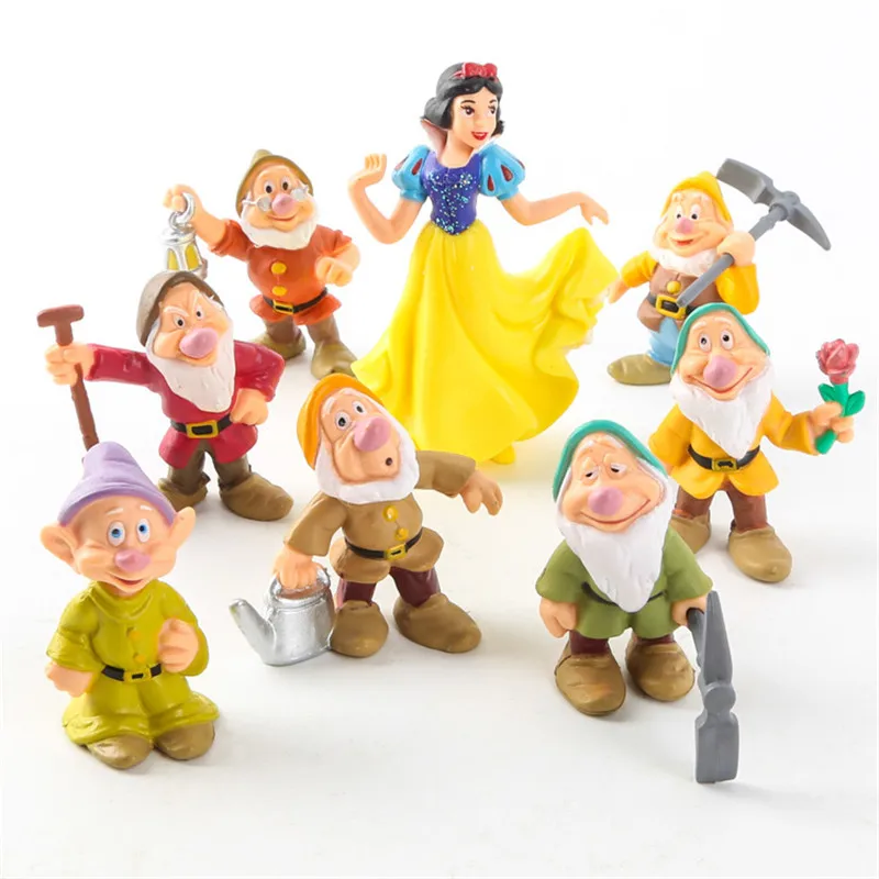 

8pcs/set Snow White and the Seven Dwarfs 4-9cm Princess Ornament PVC Dolls for Kids Birthday Gifts