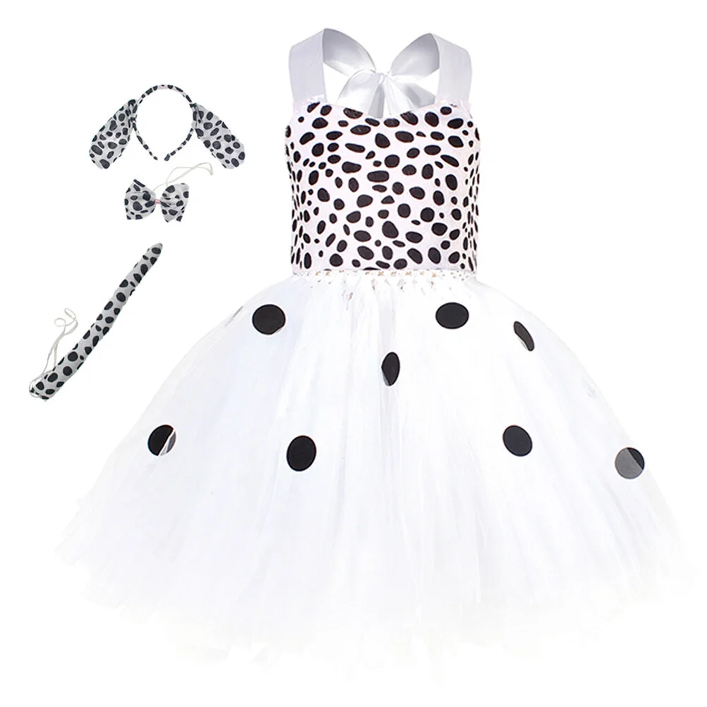 

Animal World Dalmatian Costume Suit For Kids Neck Tie Pretty Dresses Girls Spotted Dog Ears