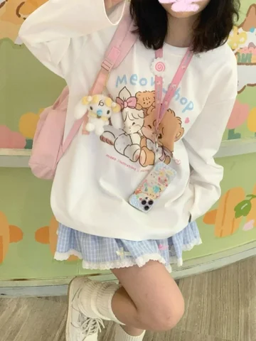 Женские футболки Kawaii Bear хлопок японский стиль