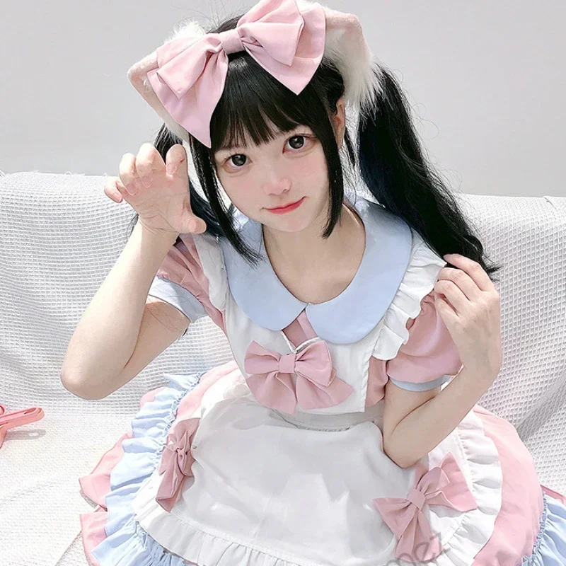 Японский милый костюм для девочек на Хэллоуин милое розовое платье официантки в