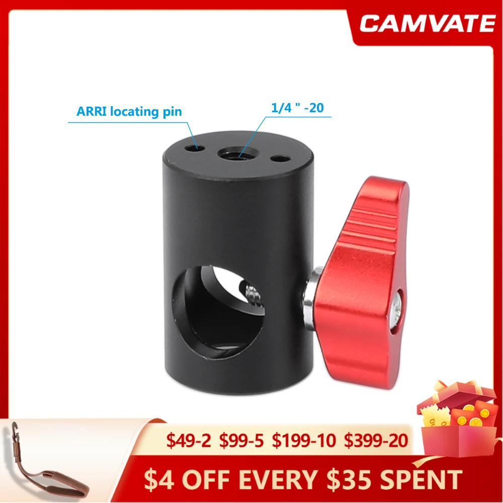 

CAMVATE Upgraded 16mm Light Stand Head Adapter With 1/4"-20 Thread Hole & Locating Pins Ratchet Knob For Monitor Flashlight