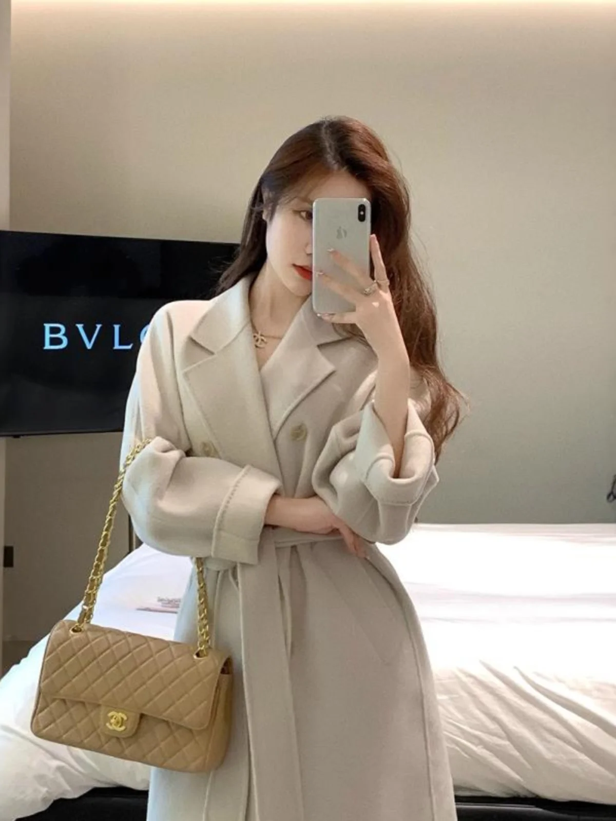 Высококачественное двустороннее кашемировое пальто для женщин осень 2023 новое