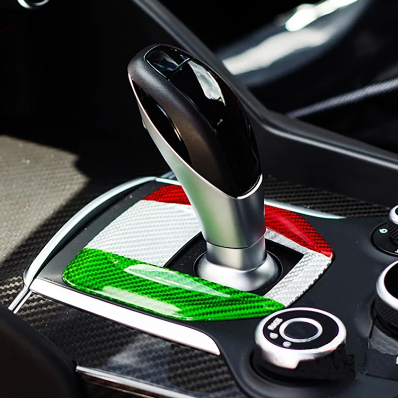 Carbon Fiber Gear Lever Panel Modified Decorative Cover for Alfa Romeo Giulia Stelvio 2016-2019 Car Interior Accessories