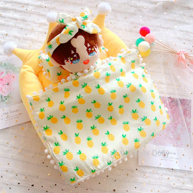

Doll House Mini Quilt Pillow Set for 20cm Doll, Doll House Bedroom Decoration Accessories