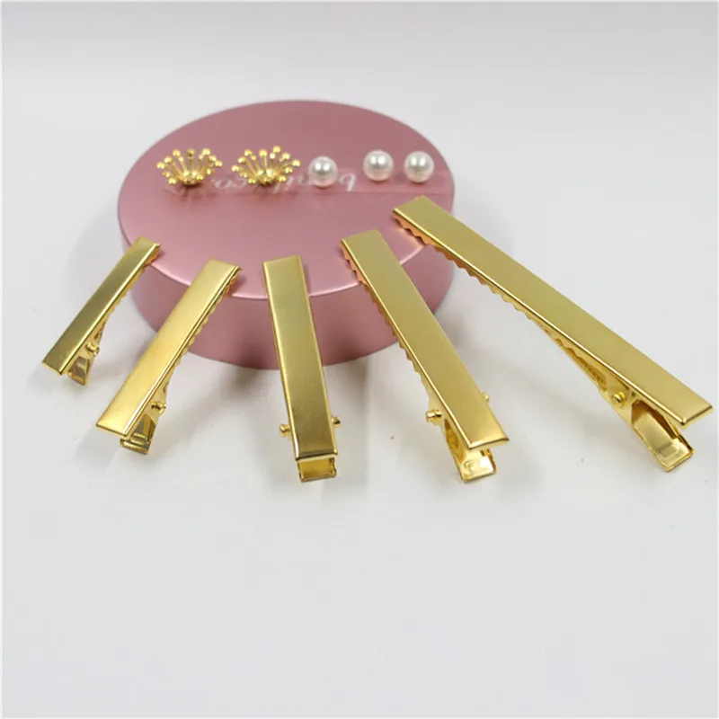 

Hot Sale 10PCS Gold Single Prong Metal Alligator Hair Clips Hairpins Korker Bow 32mm/42mm/46mm/56mm Hair Style Accessories