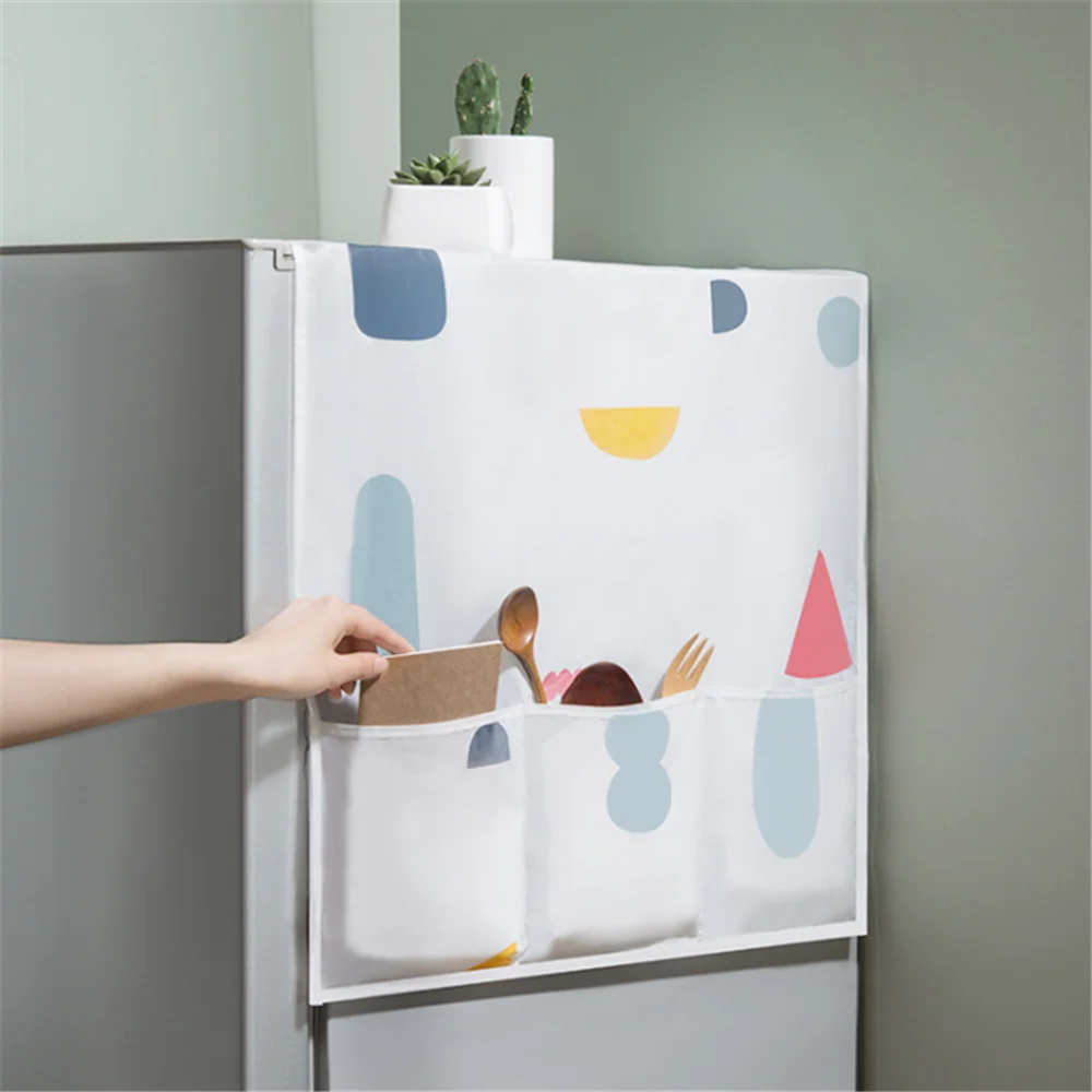 

Refrigerator Dust Cover Dustproof Cover Household Multi-purpose Waterproof Cover Top with Pocket Refrigerator