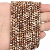 natural stone faceted wooden jaspers beads for jewelry diy 2 3 4mm small round spacer beads making bracelet accessories 15