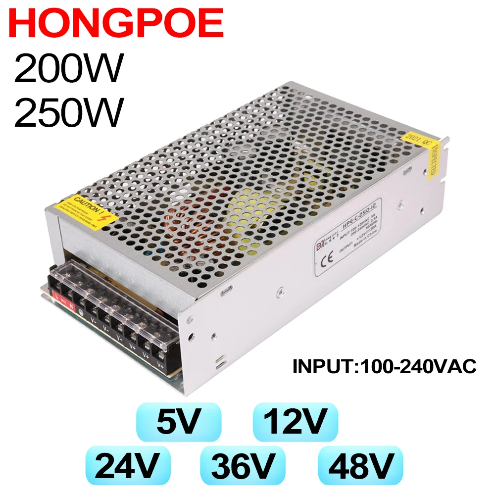 Новый DC 5V 12V 24V 36V 48V источник питания SMPS AC-DC 100-220V до 5V 12V 24V 36V 48V 5A 10A 20A 30A 40A CCTV светодиодный мощность двигателя