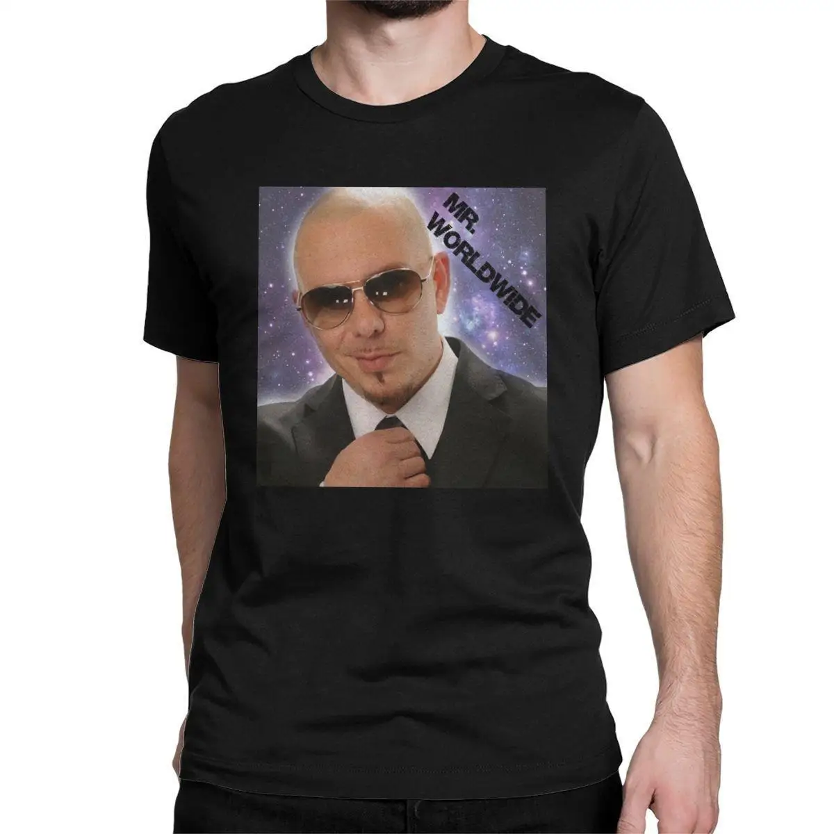 

Men T-Shirts Mr.Worldwide Funny Face Vintage 100% Cotton Tee Shirt Short Sleeve T Shirts Round Collar Clothes Printed