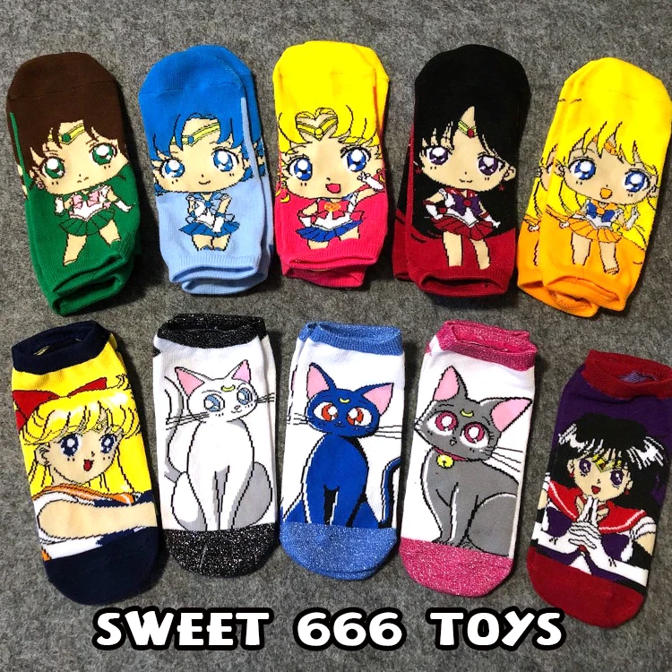 

Kawaii Sailor Moon New Women's Socks Cute And Sweet Printed Cotton Girl Heart Short Tube Socks Role-playing Personality Gift