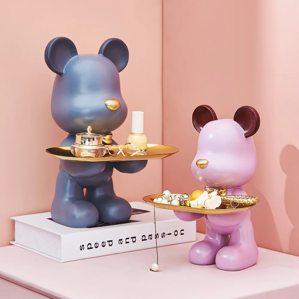 

for Statues Home Accessories Teddy Bear Model Room Decoration Aesthetics Resin Sculpture Modern Art Storage Tray Gift