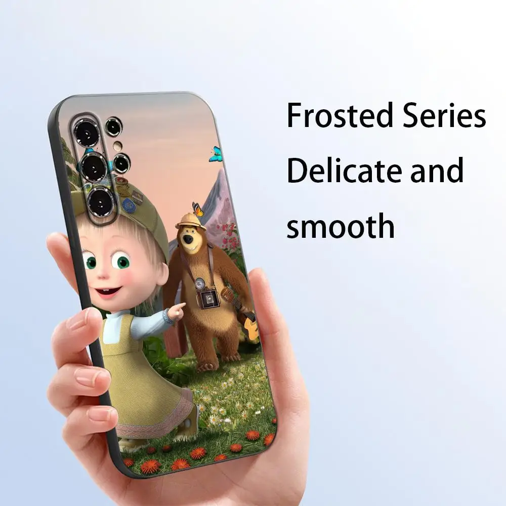 Милый чехол для телефона «Маша и Медведь» для Samsung Galaxy S26 S25 S24 S23 S22 S21 Plus Ultra Fold A, мягкий, черный (art.: 3920dc6e4dddf) - 3920dc6e4dddf