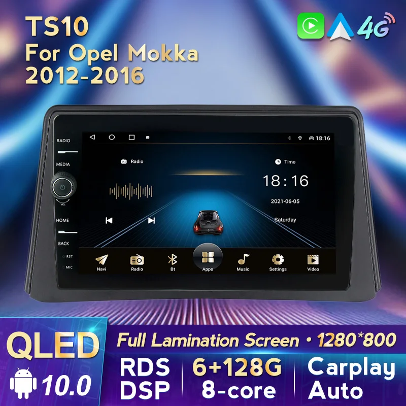 Android 10 QLED экран 6 + 128G автомобильное радио для Opel Mokka 2012-2016 мультимедийный плеер GPS