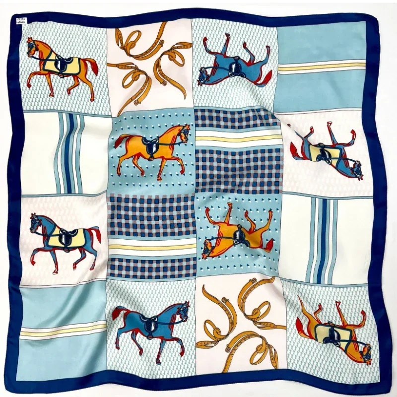 Модные шарфы для женщин шаль Шелковый Атласный хиджаб с принтом лошадей женский