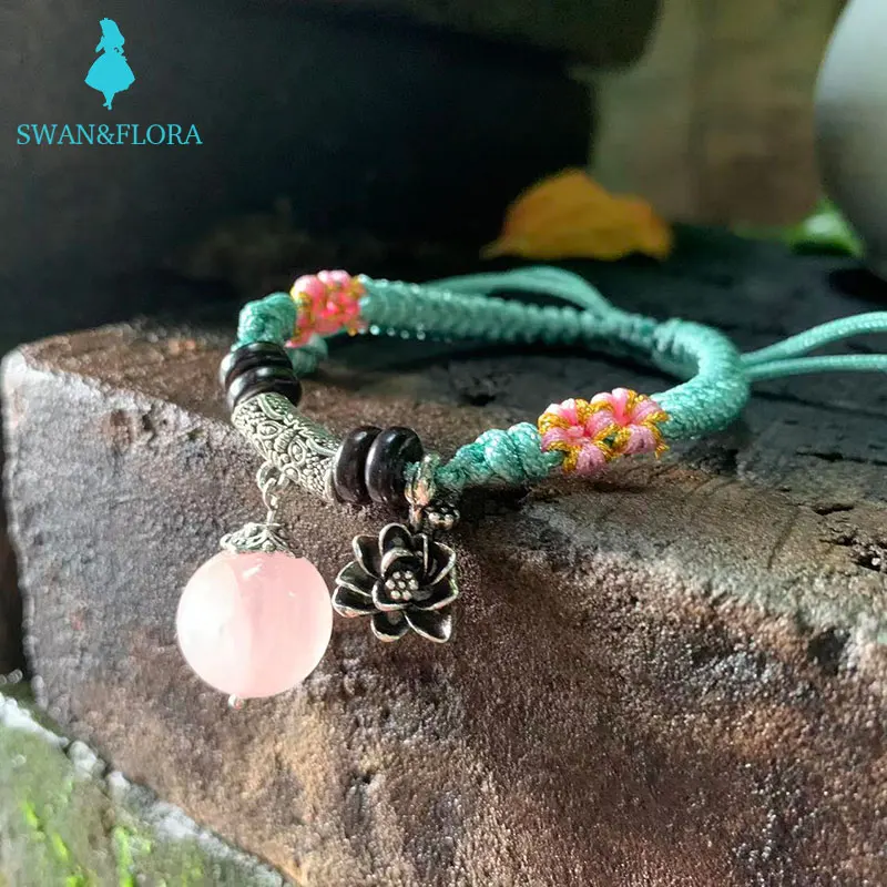 

Genuine Natural Rose Quartz Bracelet Handmade Crystal Gift Woman Jewelry Fine