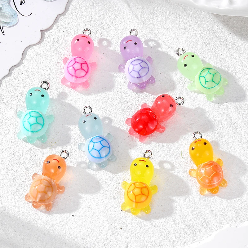 10/30/50 шт. оптовая продажа мультяшная черепаха подвески из смолы разноцветные в