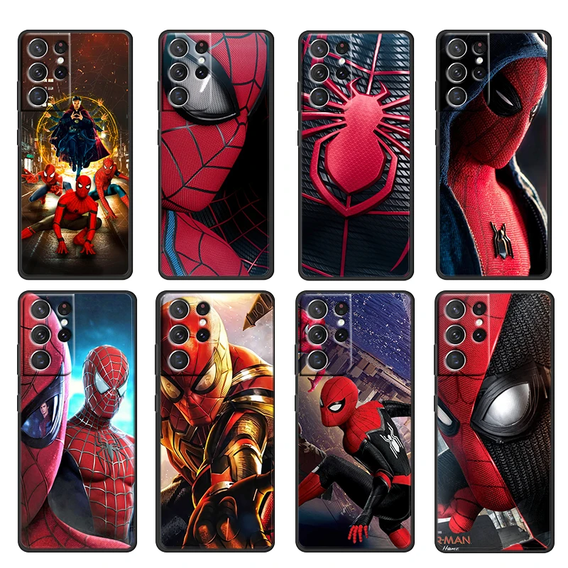 

Avengers Spiderman Man For Samsung Galaxy S22 S21 S20 Ultra Plus Pro S10 S9 S8 S7 5G Soft Silicone Black Phone Case Coque Cover