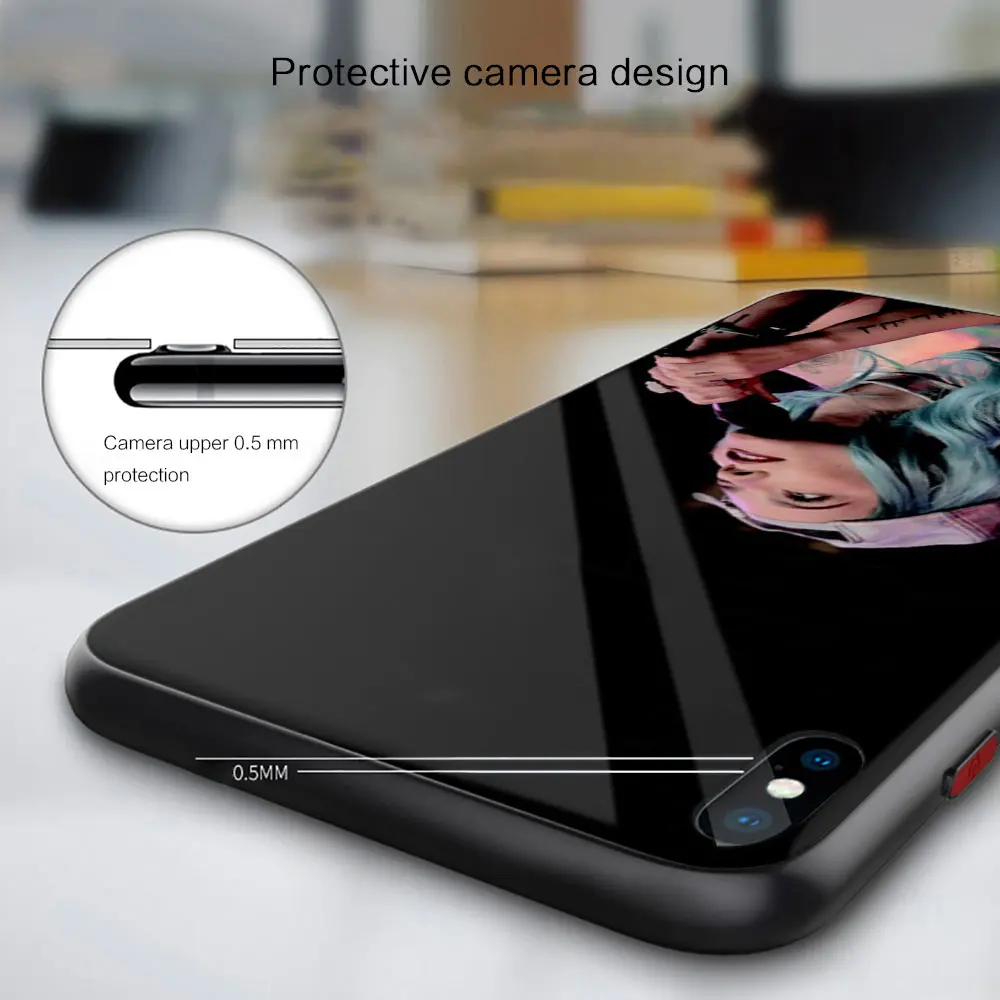 Black Soft Bag Glass Case For Xiaomi Redmi 10 9 8 7 9a 8a 7a Silicone Cover singer halsey images - 6