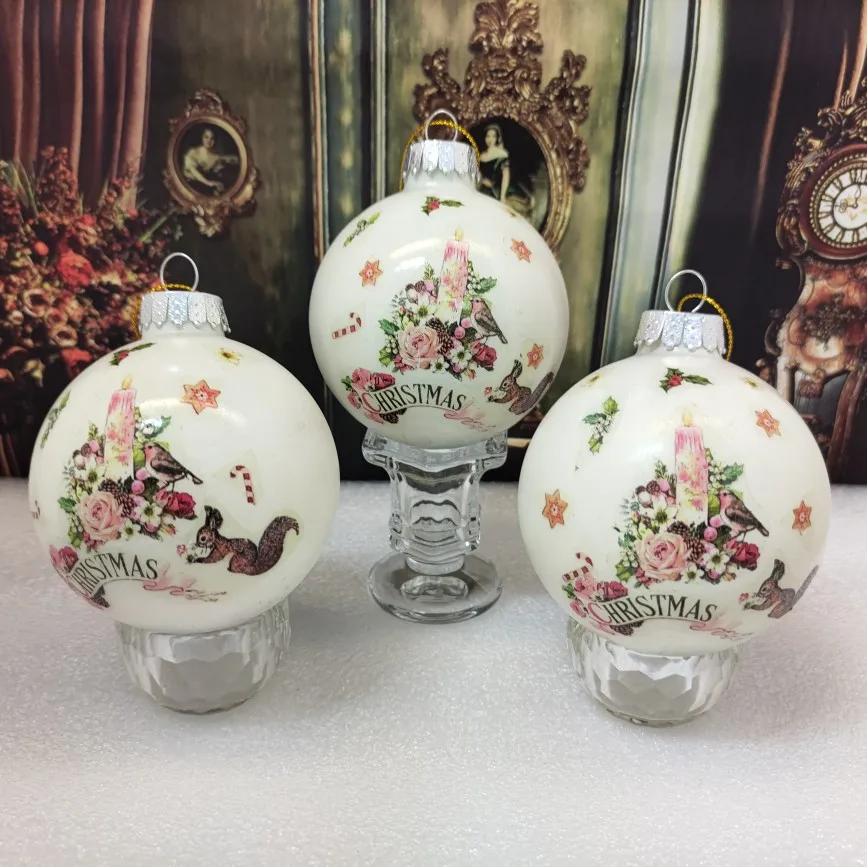

Christmas decorations, glass painted ball pendants, Christmas tree decorations candles, glass ball