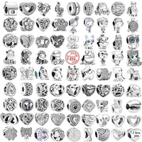 2022 new original 925 silver simple style charm white zircon beads fit pandora charms bracelet for women diy jewelry accessories