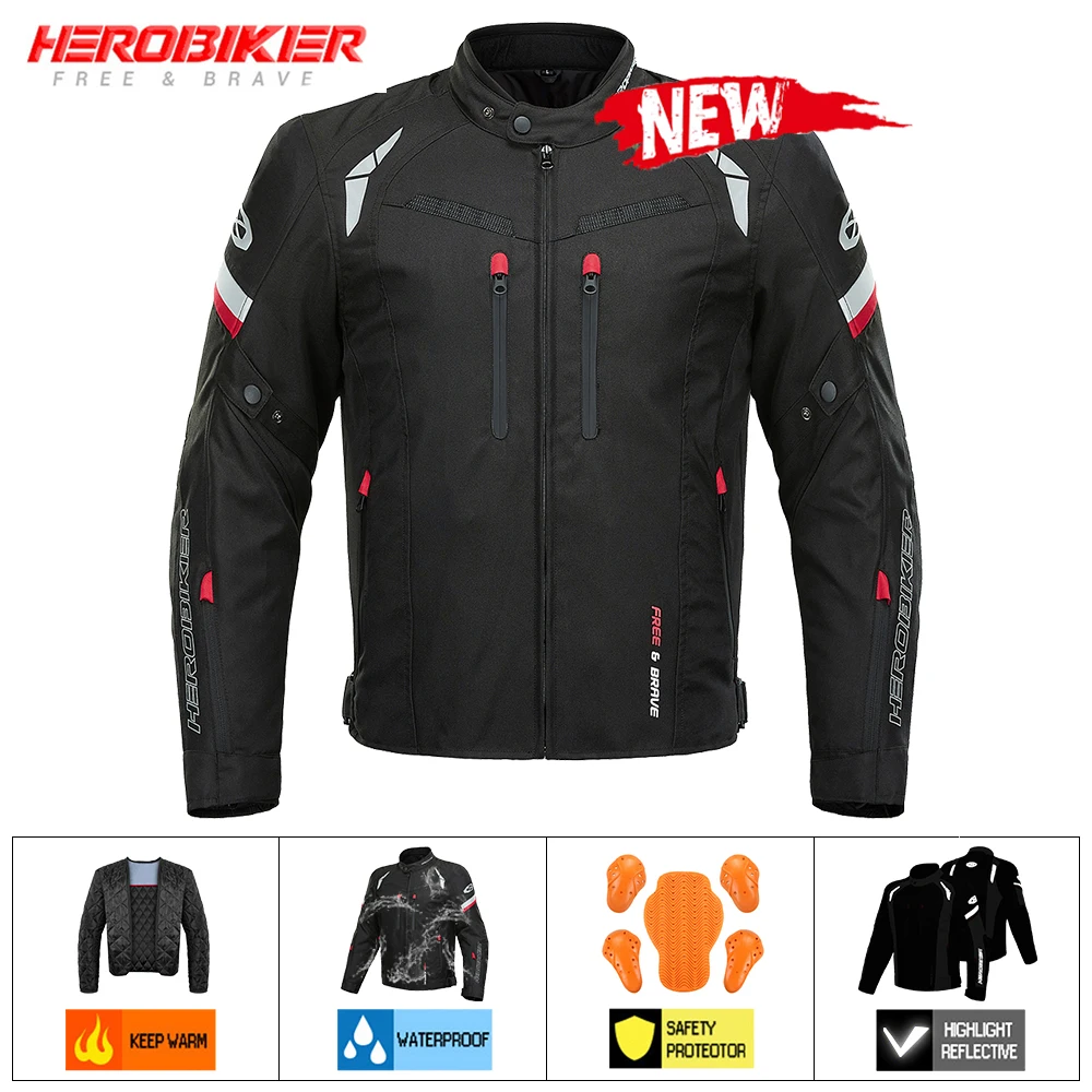 

Мотоциклетная куртка HEROBIKER, водонепроницаемая Всесезонная износостойкая верхняя одежда для езды на велосипеде, светоотражающая, воздухопр...