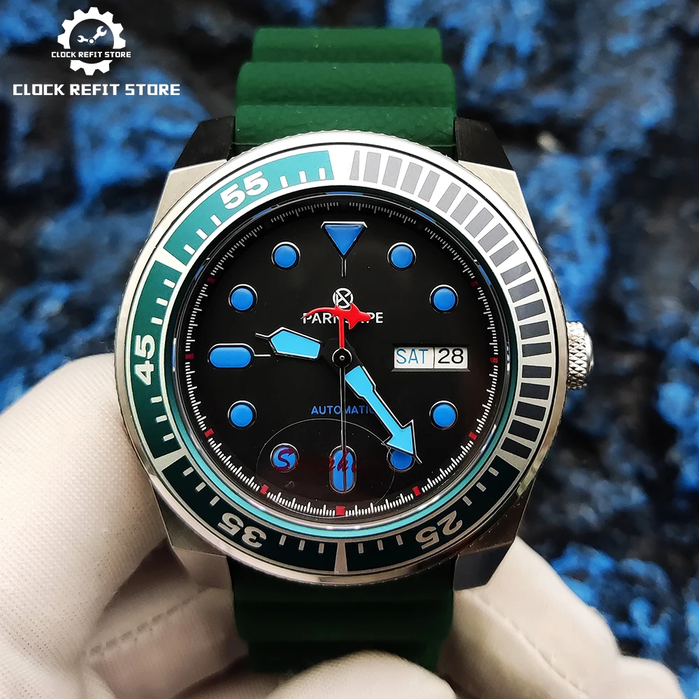 

PARNSRPE - Luxury Fashion Blue Men's Watch 42mm Automatic Samurai Watch Clock Luminous NH36 Sapphire Crystal Watch