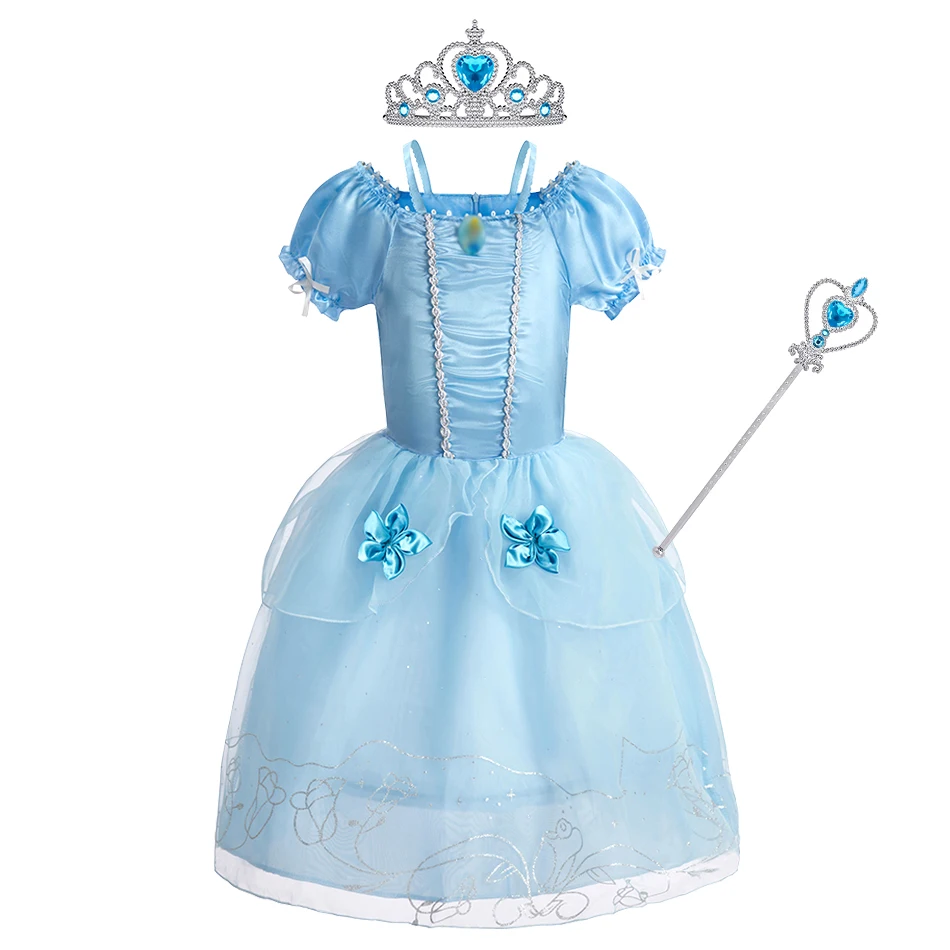 Little Girls Princess Dress Up Kids Summer Performance 2-8 Years Cosplay Dresses Children Cinderella Carnival Fancy