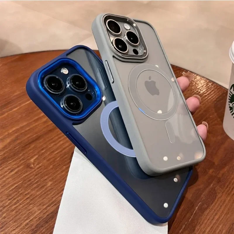 Роскошный Магнитный Прозрачный чехол для Magsafe с беспроводной зарядкой iPhone 15 14 Plus
