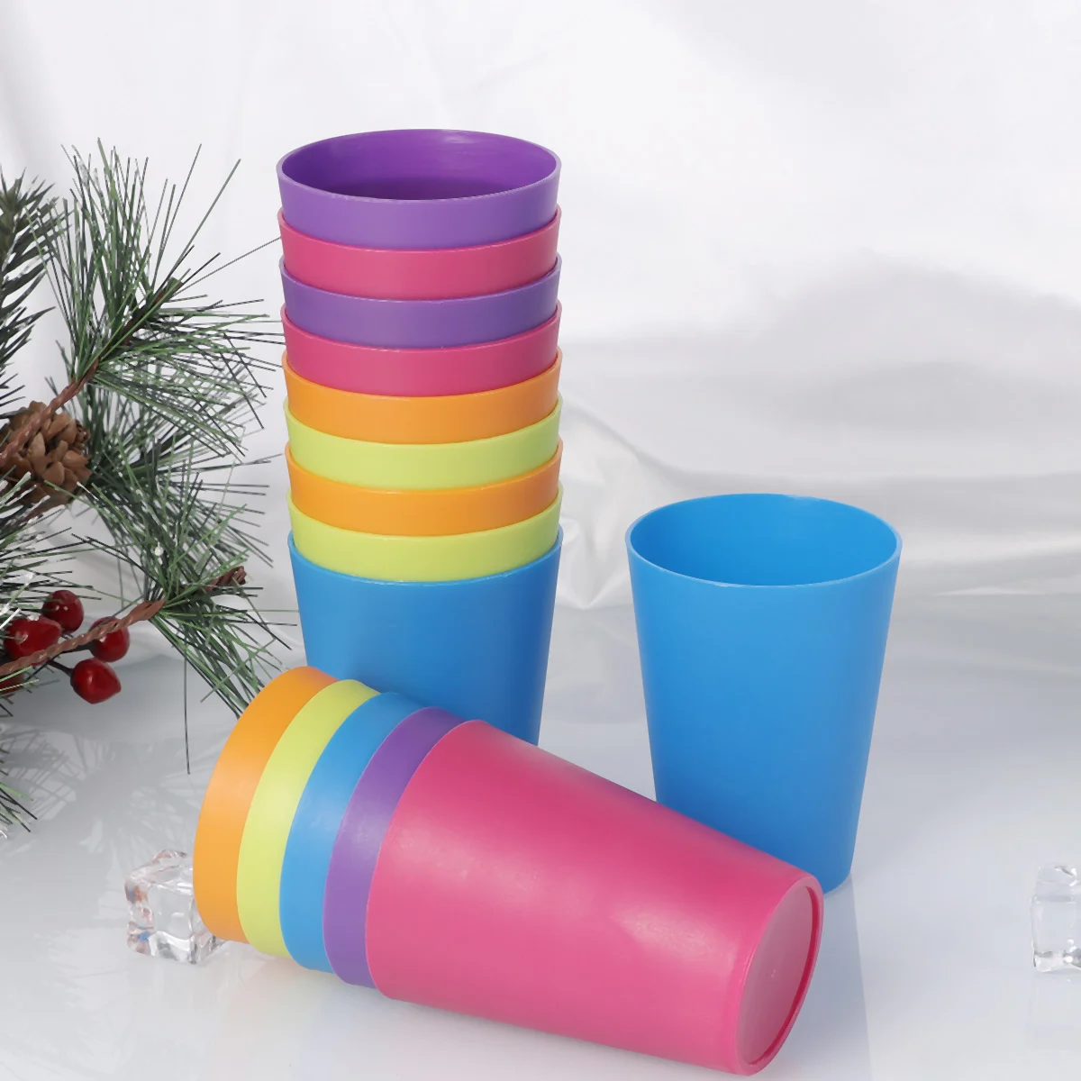 

15pcs Colorful Plastic Cups Home Beverage Drinking Cup Reusable Holiday Party Tableware and Party Supplies 101-200ml (Mixed