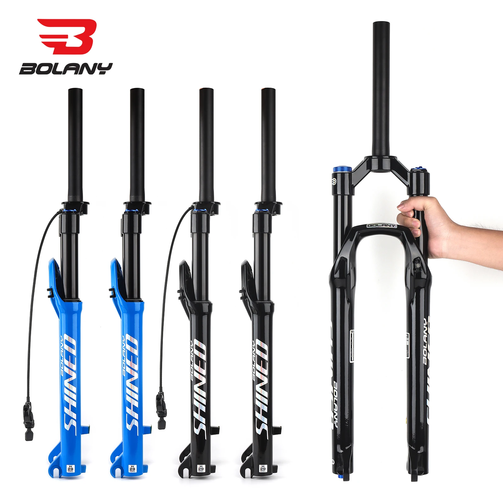 Фото Воздушная вилка BOLANY MTB 26, 27,5 29 дюймов, 120 мм, воздушная масляная подвеска для путешествий, 9x100 мм, QR, легкая велосипедная вилка R29, аксессуары для велосипеда, часть №1