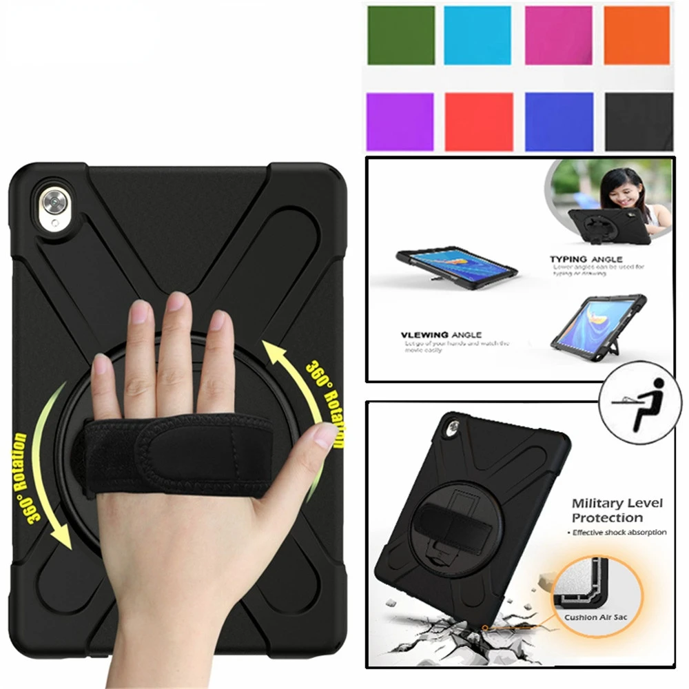 For Huawei MediaPad M5 M6 Pro 10.8 Heavy Duty Rugged Shockproof Case 360 Rotate Kickstand Hand Strap for Huawei Matepad 10.8