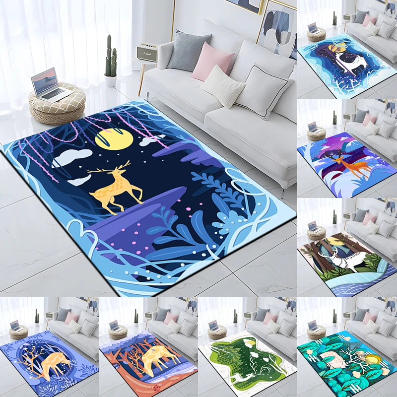 

Forest deer carpet kitchen mats for floor play aera mat Camping cushion floor carpet in the living room floor mat game area rug