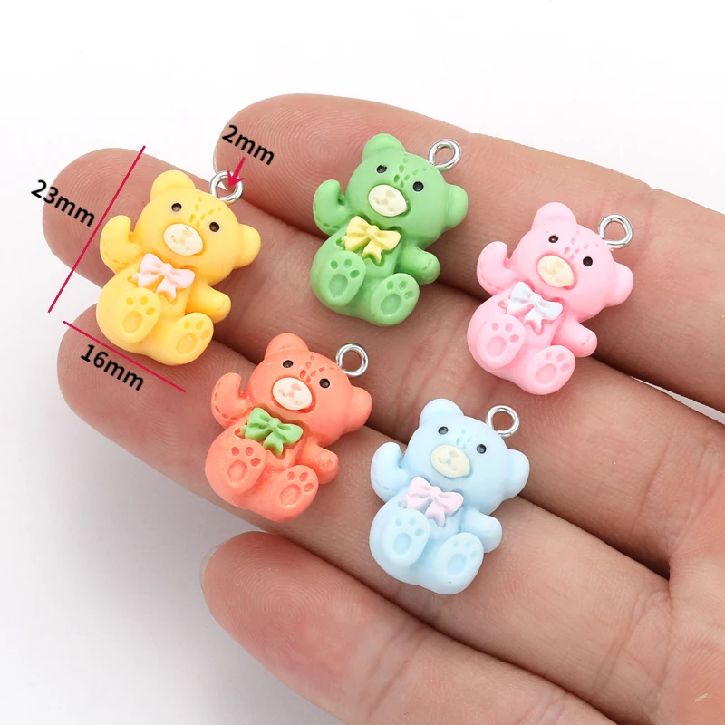 20 шт. 5 цветов подвески из смолы с медведем каваи мультяшные животные для серег