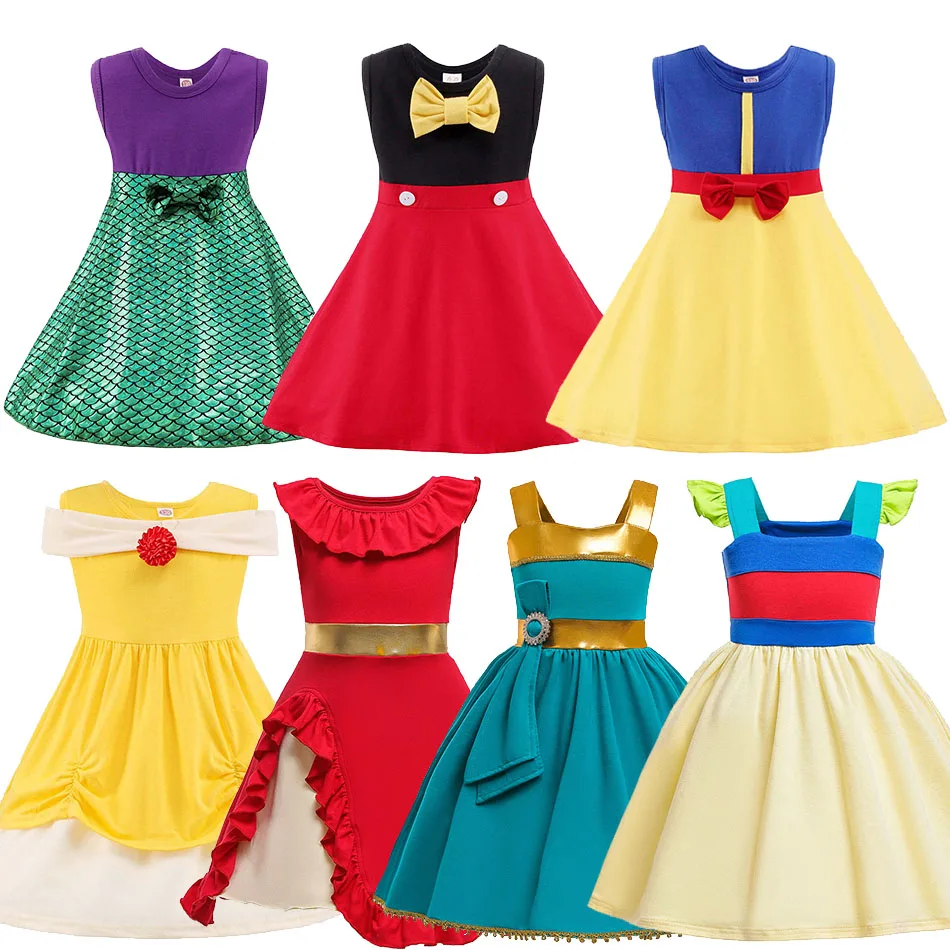 

Детский костюм принцессы Ариэль Белоснежка Микки Маус детская одежда на Хэллоуин Рождество праздвечерние чное платье для девочек