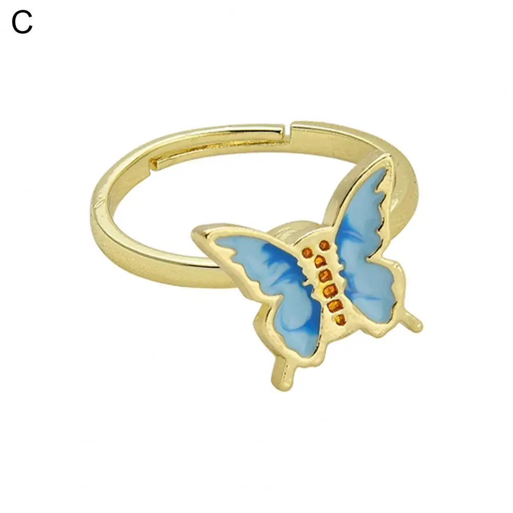 Women Ring Butterfly Adjustable Opening Jewelry Rotatable Chrysanthemum Finger Ring for Wedding