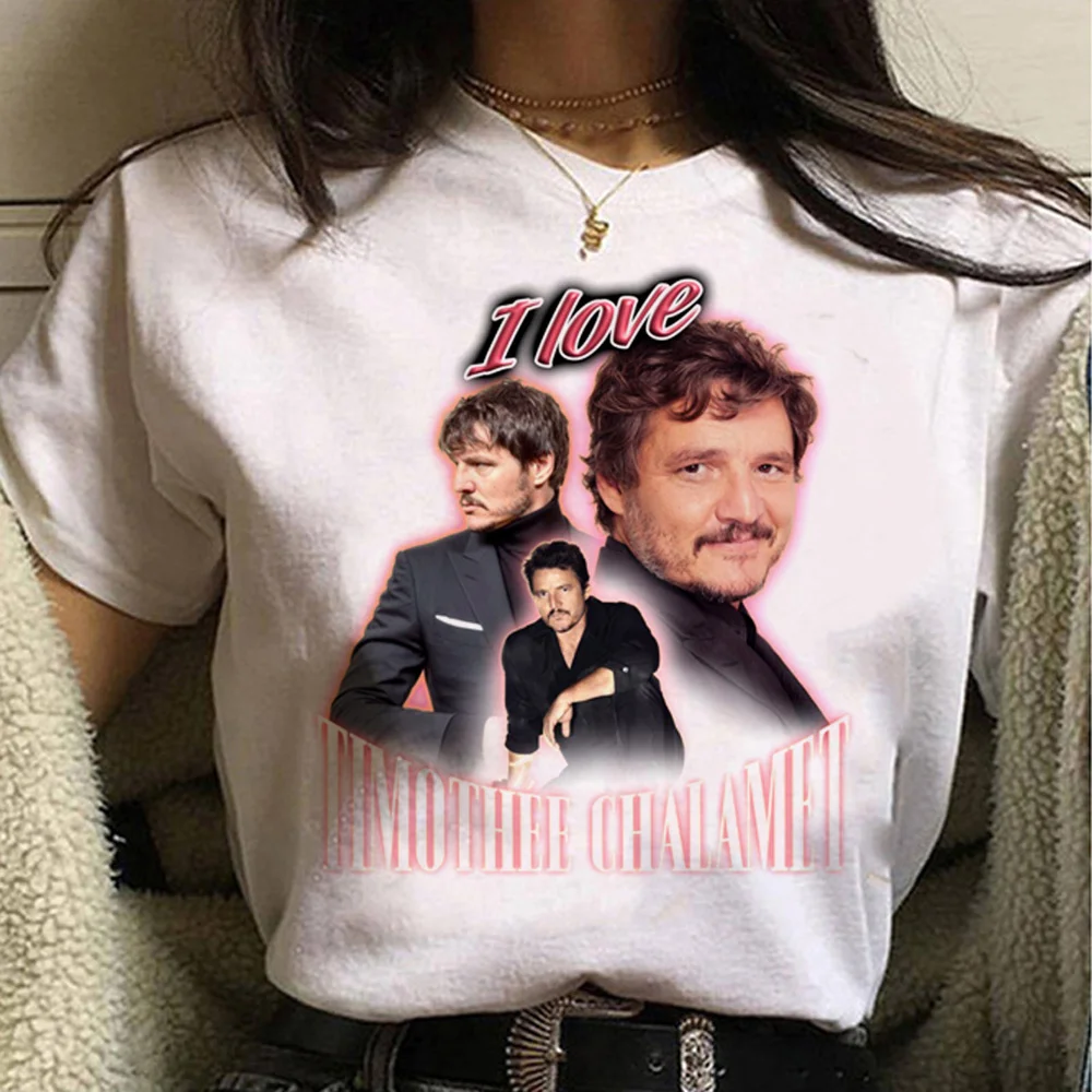 

I Love Timothee Chalamet Pedro Pascal Cursed Fan Collage t shirt women streetwear Tee female anime graphic Japanese clothing