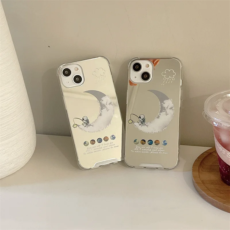 

PG-NS-173 For IPhone 7 8 Plus Case Moon Astronaut Cover for IPhone 11 12 13 Pro X XR XS Max Shockproof Phone Case IPhone 13 Case