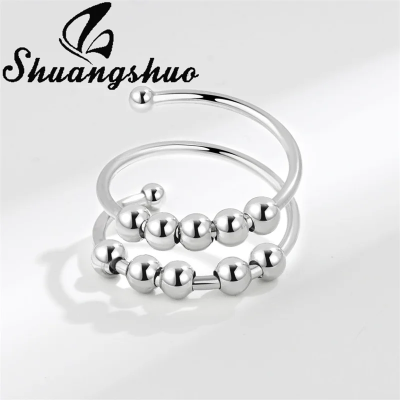 

Shuangshuo Anxiety Rings Fidget Spinner Rings for Women Men Fashion Creative Beaded Rotate Freely Spinning Anti Stress Ring Toy