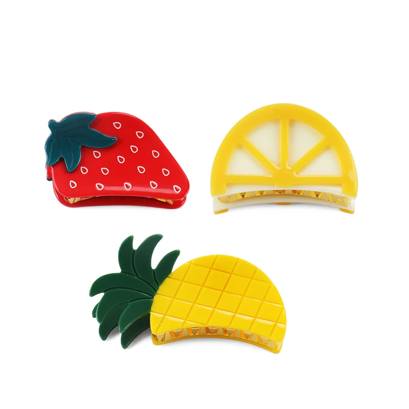 

Cute Fruit Shape Hair Claw Clips Barrettes Strawberry Pineapple Lemon Hair Jaw Clips Boho Hair Accessories Girls Kids Teens Wome