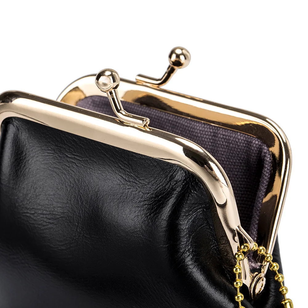 Genuine Leather Clip Coin Wallet Clutch Mini Soft Cowhide Purse Bag Earphone Card Holder Lipstick Pocket For Female Women