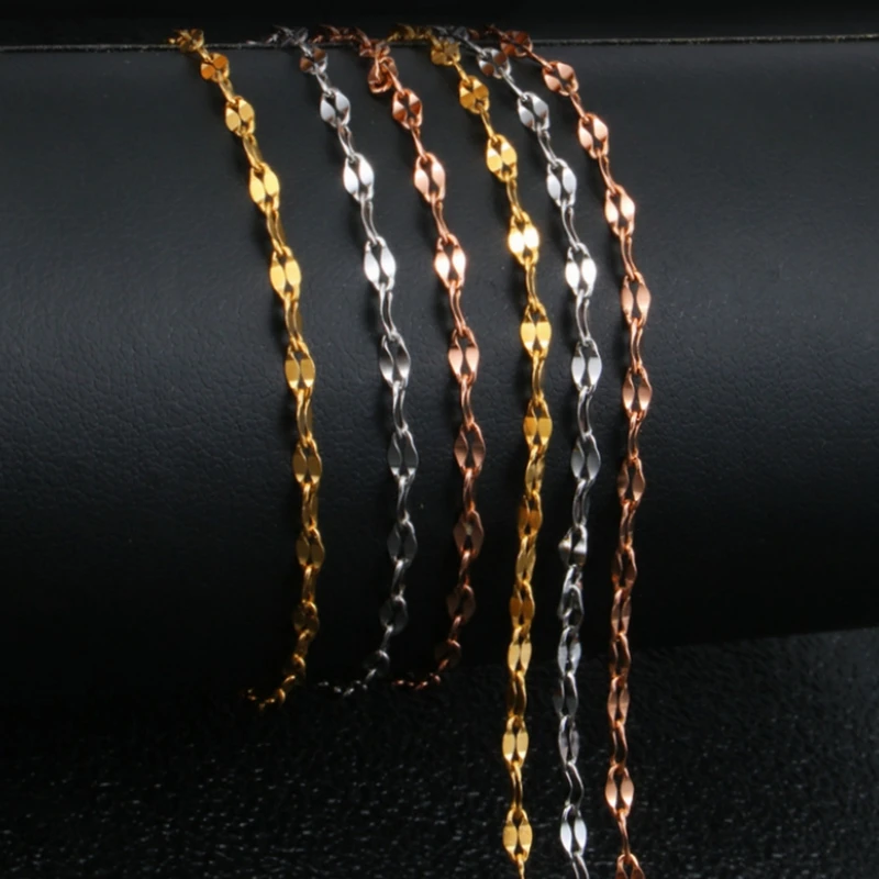 

Ожерелье-цепочка женское из нержавеющей стали с позолотой 18 К, 2 мм