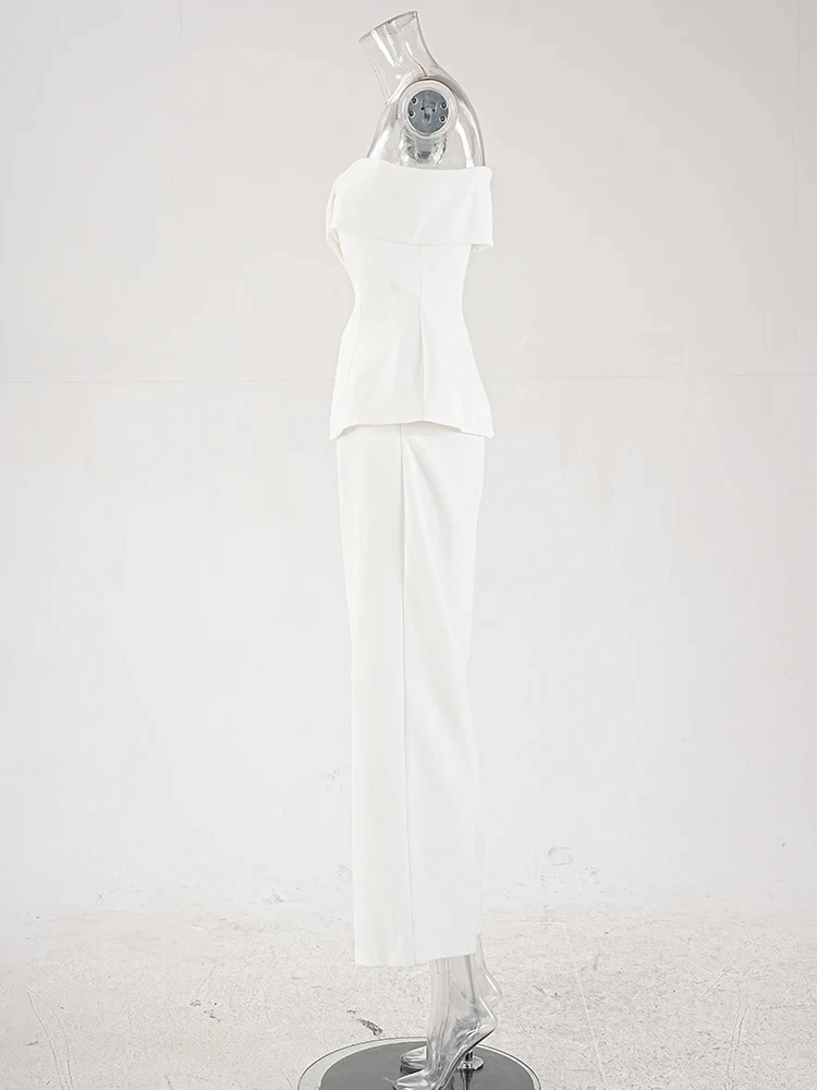 Женский комплект из 2 предметов DEAT однотонный лоскутный топ с вырезом лодочкой и